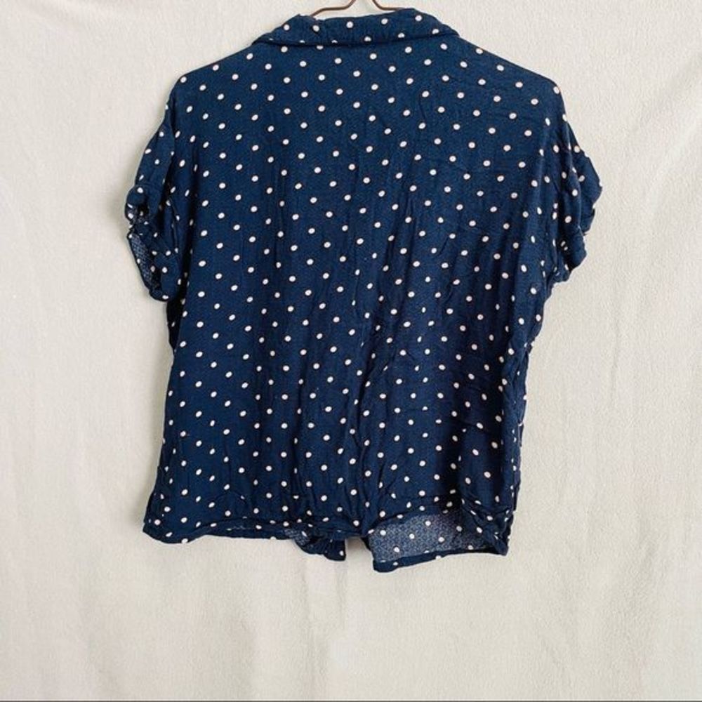 Polka Dot Printed Collared Button Down Short Slee… - image 4